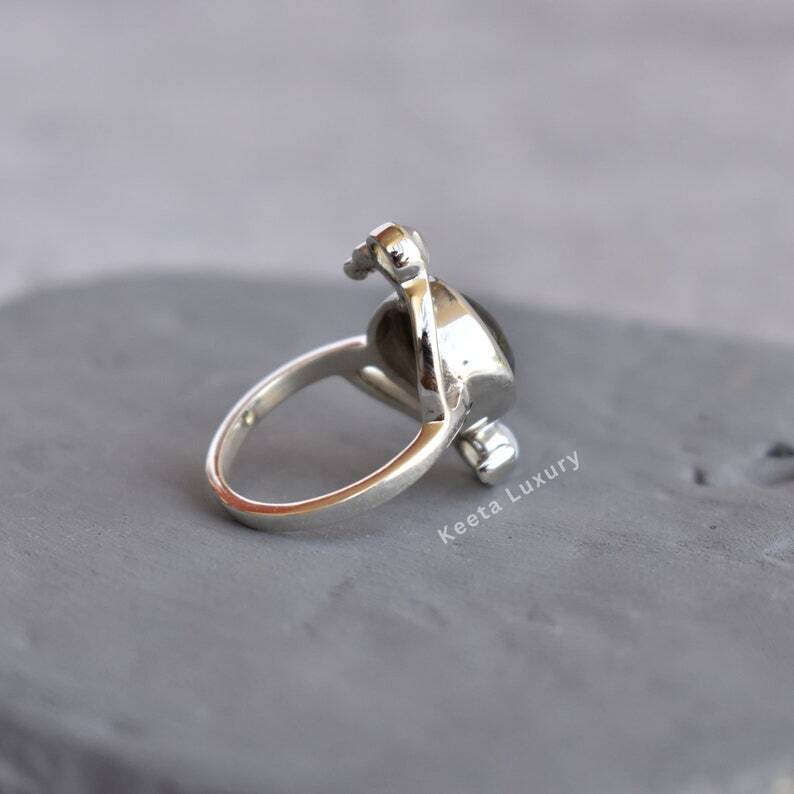 Natural Moonstone and Labradorite ring Blue flashy two gemstone ring Sterling
