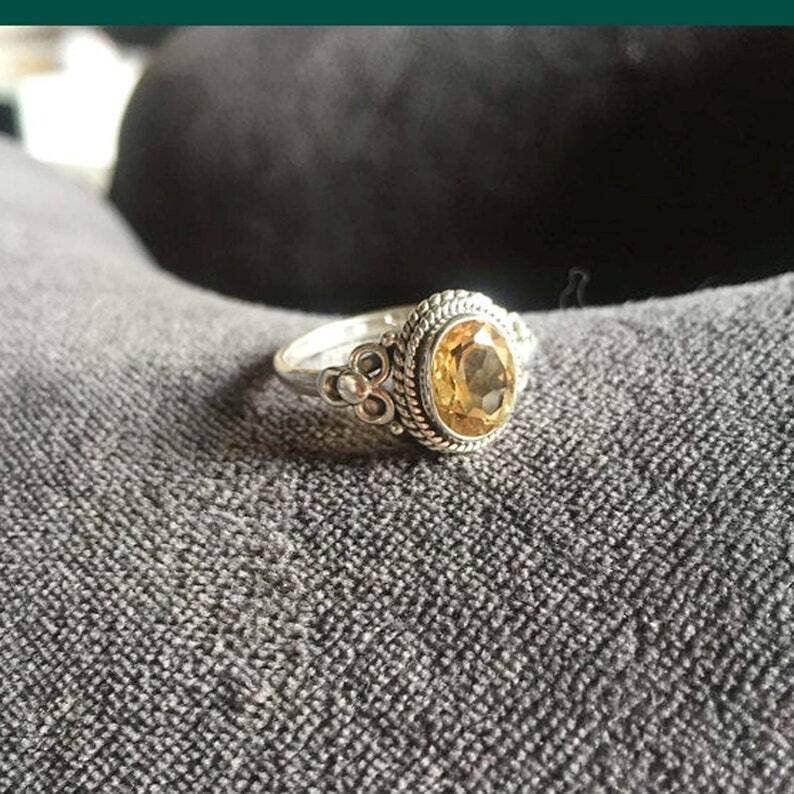 Natural Citrine Ring 925 Sterling Silver Gemstone Ring Band Ring Handmade Ring