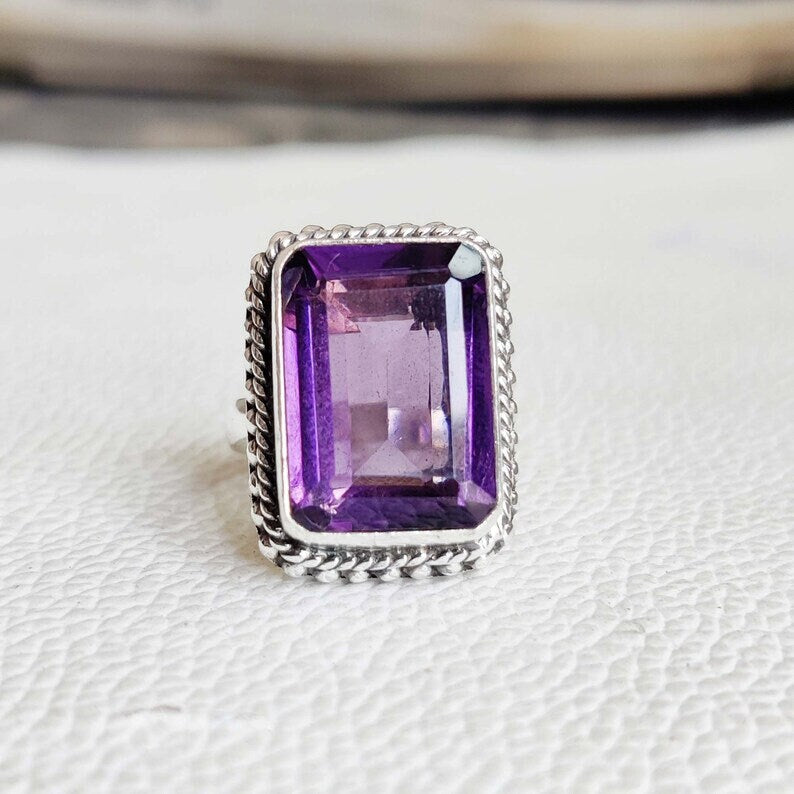 Purple Amethyst Ring – Handmade 925 Silver Gemstone Jewelry