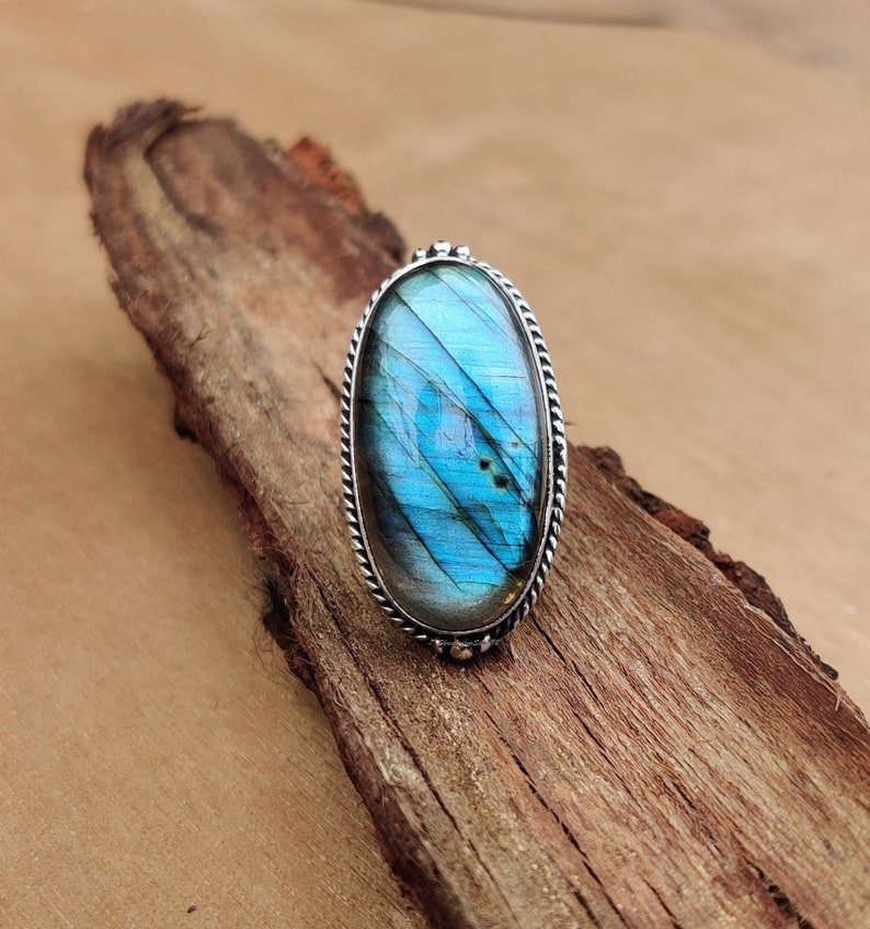 Women Labradorite Ring – 925 Sterling Silver Handmade Gemstone Jewelry